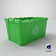 3D model green recycling bin