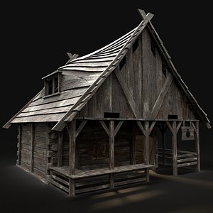 3D medieval shop stall