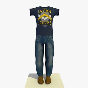 3d man casual clothes t-shirt
