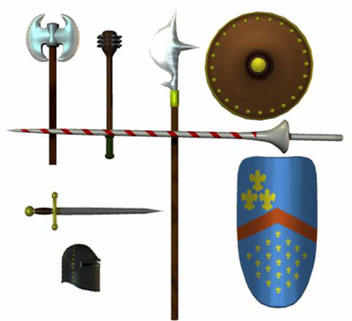 3d Medieval Knights Armor Poser Weapons Model