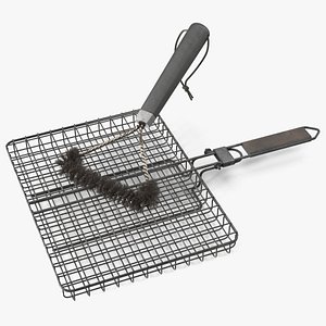 Dirty Barbecue Grill with Cleaning Brush