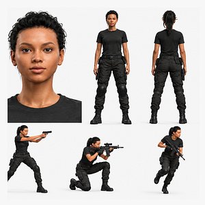 SWAT Female Officer Game Ready Character 3D model