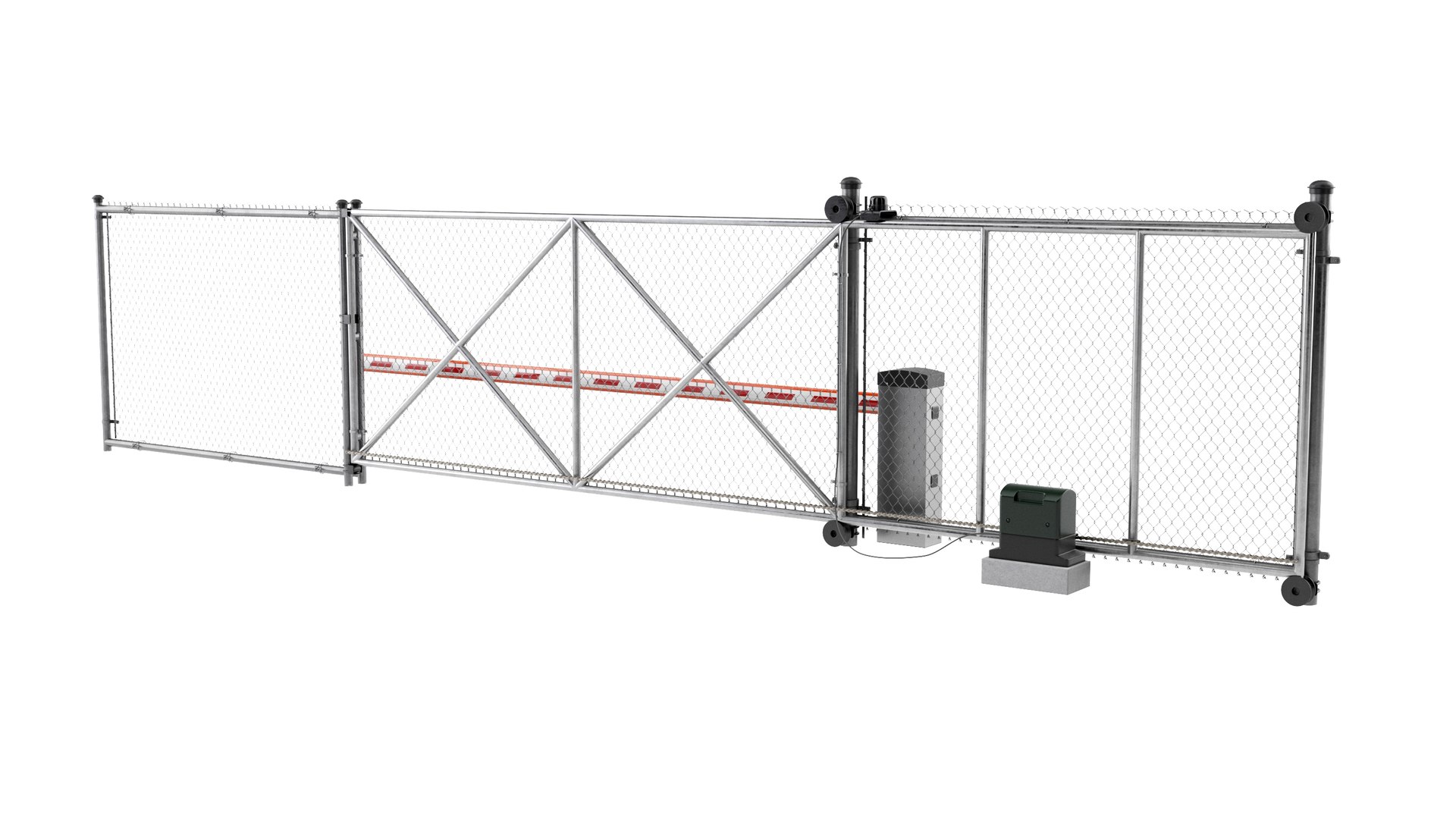 3D Fence With Automatic Gate Model - TurboSquid 2318828