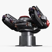 Sci fi Heavy Defense Gun Mount Rigged for Maya