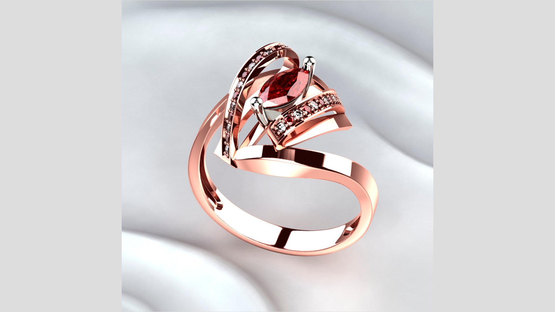 3D Model 7mm Ruby Marquise Gold Ring - TurboSquid 1875327