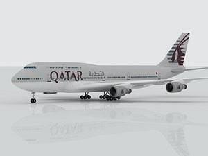 3d airplane boeing 747 qatar model