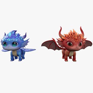 3D Cartoon Dragon Male and Female Characters