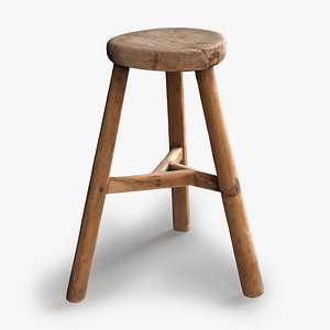 Realistic Vintage Wood Stool
