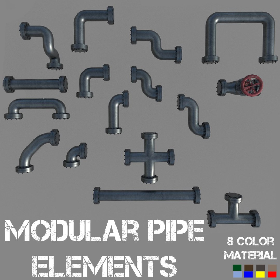 3D modular pipe elements - TurboSquid 1234822
