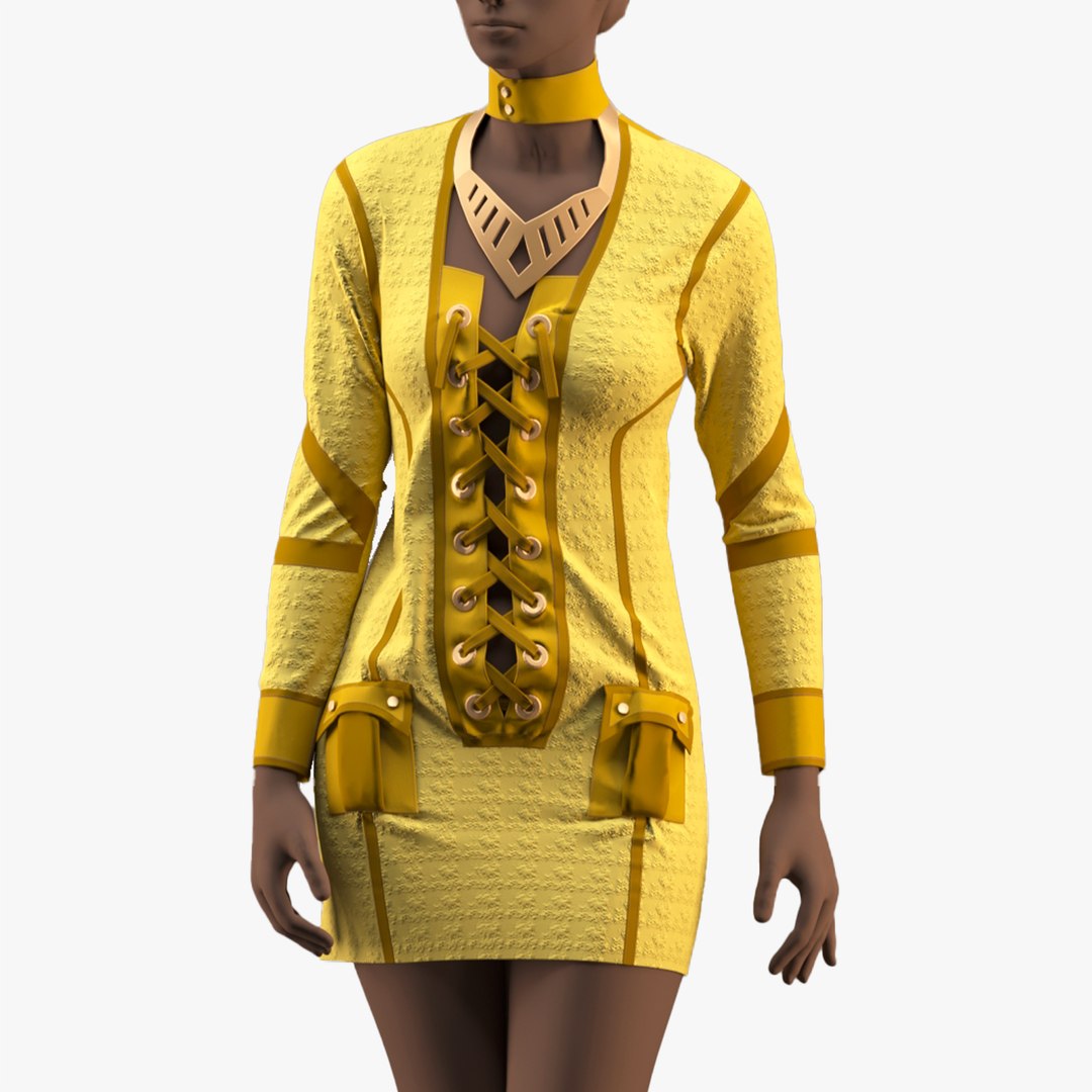 Yellow Dress 3D Model - TurboSquid 2003098
