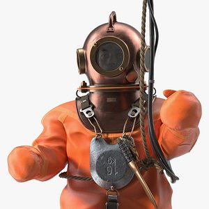 3D Traditional Hard Hat Diving Suit New Diving Pose