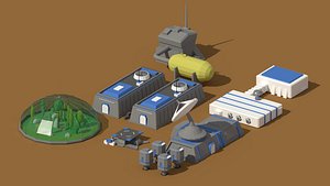 Low Poly Scifi Space Colony Pack