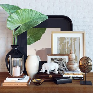 decorative set alocasia calidora 3d model