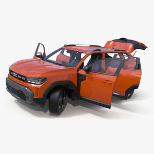 3D Dacia Duster 2024 Crossover Orange Rigged for Cinema 4D model