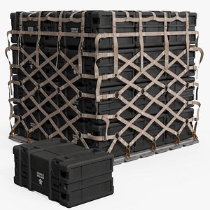 3D Military Cargo Pallet with Restraint Net model