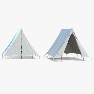 3d vintage camping tent set model