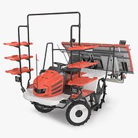 Agricultural Field Rice Seeder Vehicle Rigged for Cinema 4D