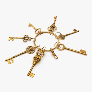 Historical Keys Ring Gold 3D model