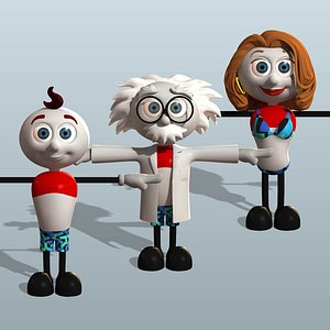 3 in 1 DEFAULT Toon Character / Einstein (Fully Rigged)