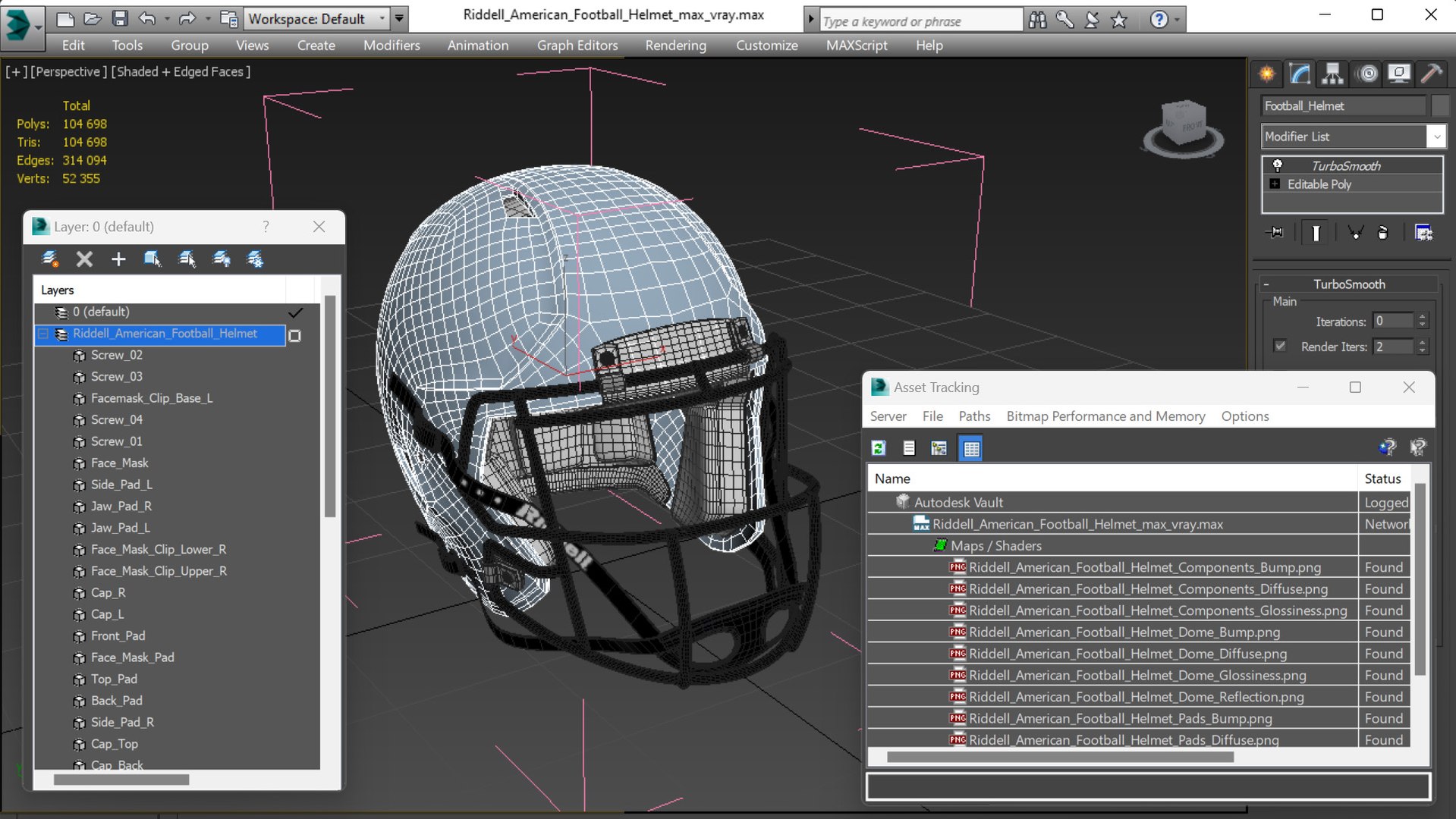 3D Riddell American Football Helmet model https://p.turbosquid.com/ts-thumb/Ri/ILCchH/9o/riddellamericanfootballhelmet3dsmodel023/jpg/1709289293/1920x1080/fit_q87/e4e4326e305e79e7fa656353d1b7da0820552492/riddellamericanfootballhelmet3dsmodel023.jpg