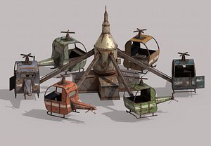 3D Helicopters In Abandoned Amusement