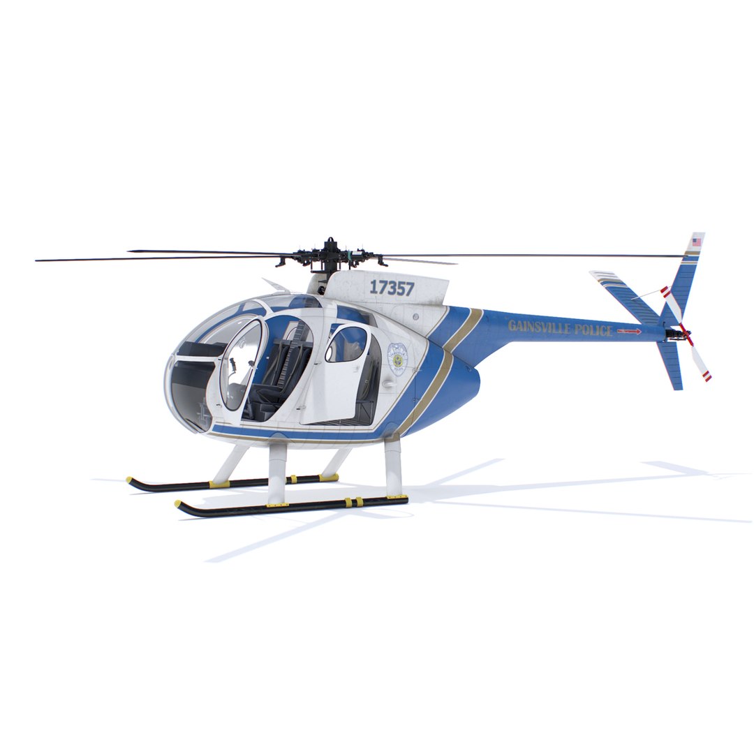 Light Utility Helicopter Hughes OH-6 Cayuse Rigged for Cinema 4D 3D model preview