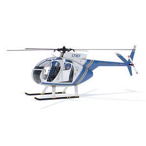 3D Light Utility Helicopter Hughes OH-6 Cayuse Rigged for Cinema 4D