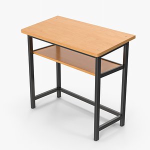 Wooden School Desk 3D model