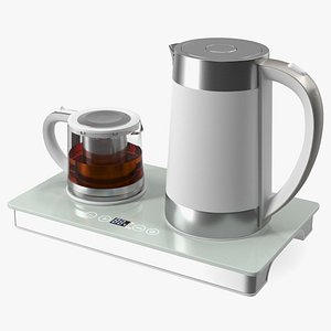 Electric Kettle with Teapot White Color 3D