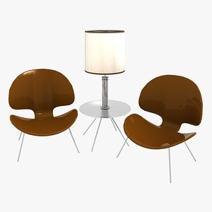3d model realistic modern chairs lamp