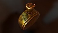medieval round copper flask bottle with armory engraved