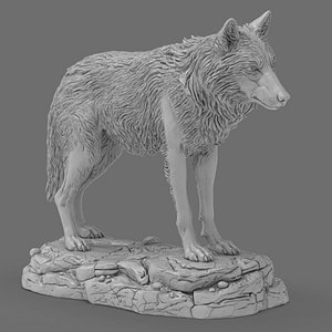 Realistic Wolf Sculpture 3D Printable
