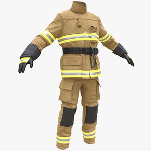 Firefighter Pants with Jacket Gloves and Pants 3D