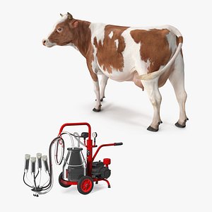 3D Milking Machine Work with Cow Collection