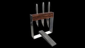3D Kitchen Knife Set with Whetstone