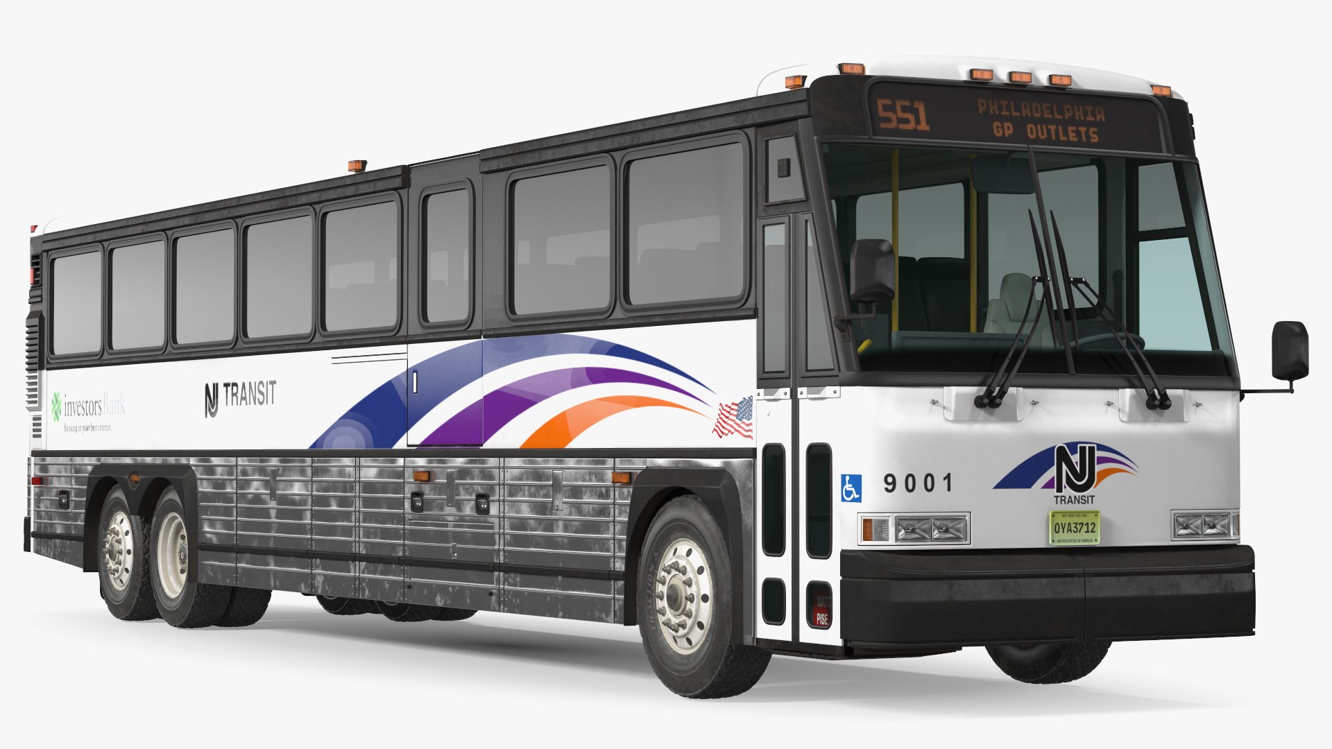 Intercity Bus MCI D4500 Simple Interior 3D model preview