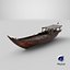 3D model Wooden Qatar Dhow with Canopy