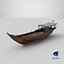 3D model Wooden Qatar Dhow with Canopy