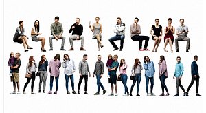 25 Realistic Human Cutouts Pack Vol 1 Seated  Standing People NPC Collection 3D model