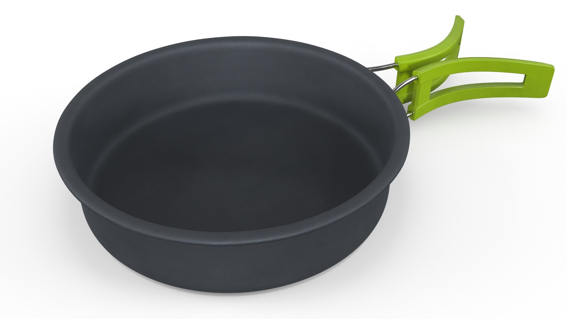 Camping Cooking Pot Foldable Handle Green 3D model preview
