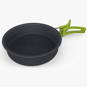 Camping Cooking Pot Foldable Handle Green 3D model