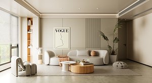 3D Modern Minimalist Living Room Interior C4D Redshift Render model