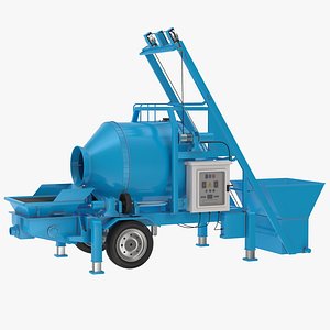 3D model Cement Pump Mixer with Electric Engine