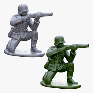 3D Plastic Toy Soldier Army  WW2 Gray and Green