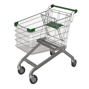 green shopping cart 3D