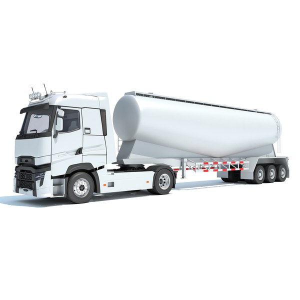 White Truck with Tank Trailer 3D model