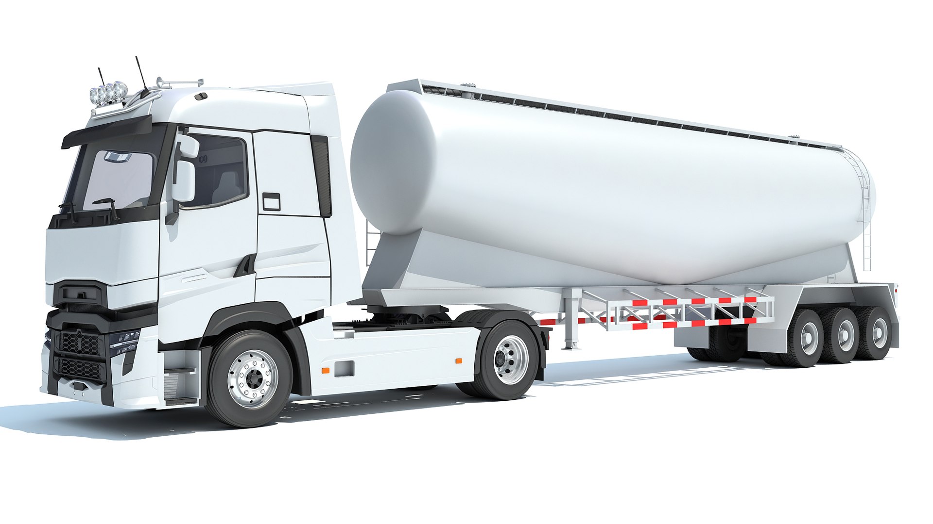 White Truck With Tank Trailer 3D Model - TurboSquid 1959158