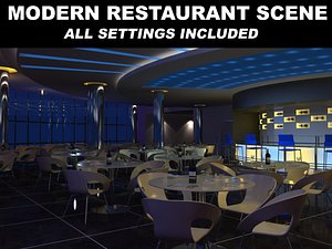 3d scene modern restaurant furniture