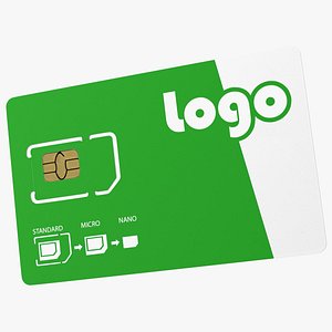 3D Sim Card Green Your Logo