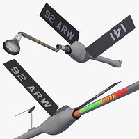 Aircraft Tanker Refueling Boom Drogue Rigged for Maya